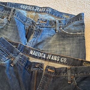 Nautica Men’s Relaxed Fit Denim Blue Jeans. 2 pair with purchase.